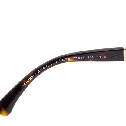 Chanel 5470QA Havana Lambskin Acetate Chain Square Sunglasses