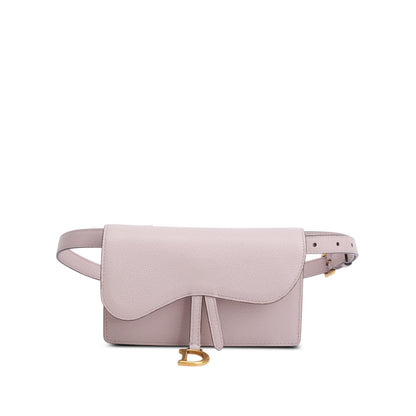 Christian Dior Pink Grained Calfskin Saddle Belt Bag