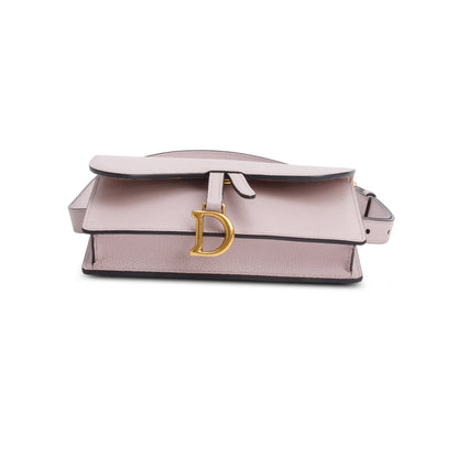 Christian Dior Pink Grained Calfskin Saddle Belt Bag