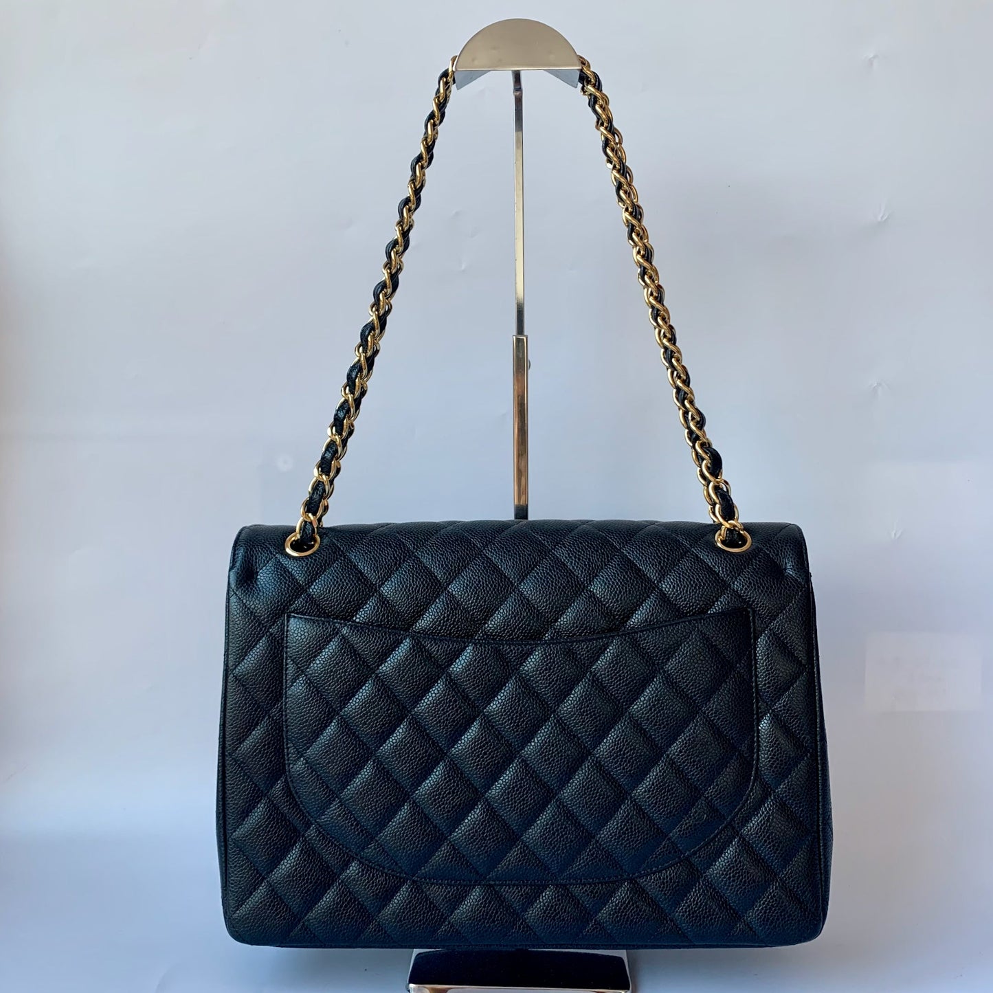 Chanel Classic Flap Maxi Black Caviar Leather Double Flap with Gold Hardware, 2014-2015