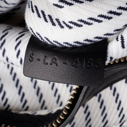 Celine White Cotton Canvas Striped Medium Phantom Luggage Tote