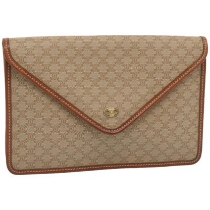 Luxury CELINE Macadam Canvas Clutch Bag Beige  67439