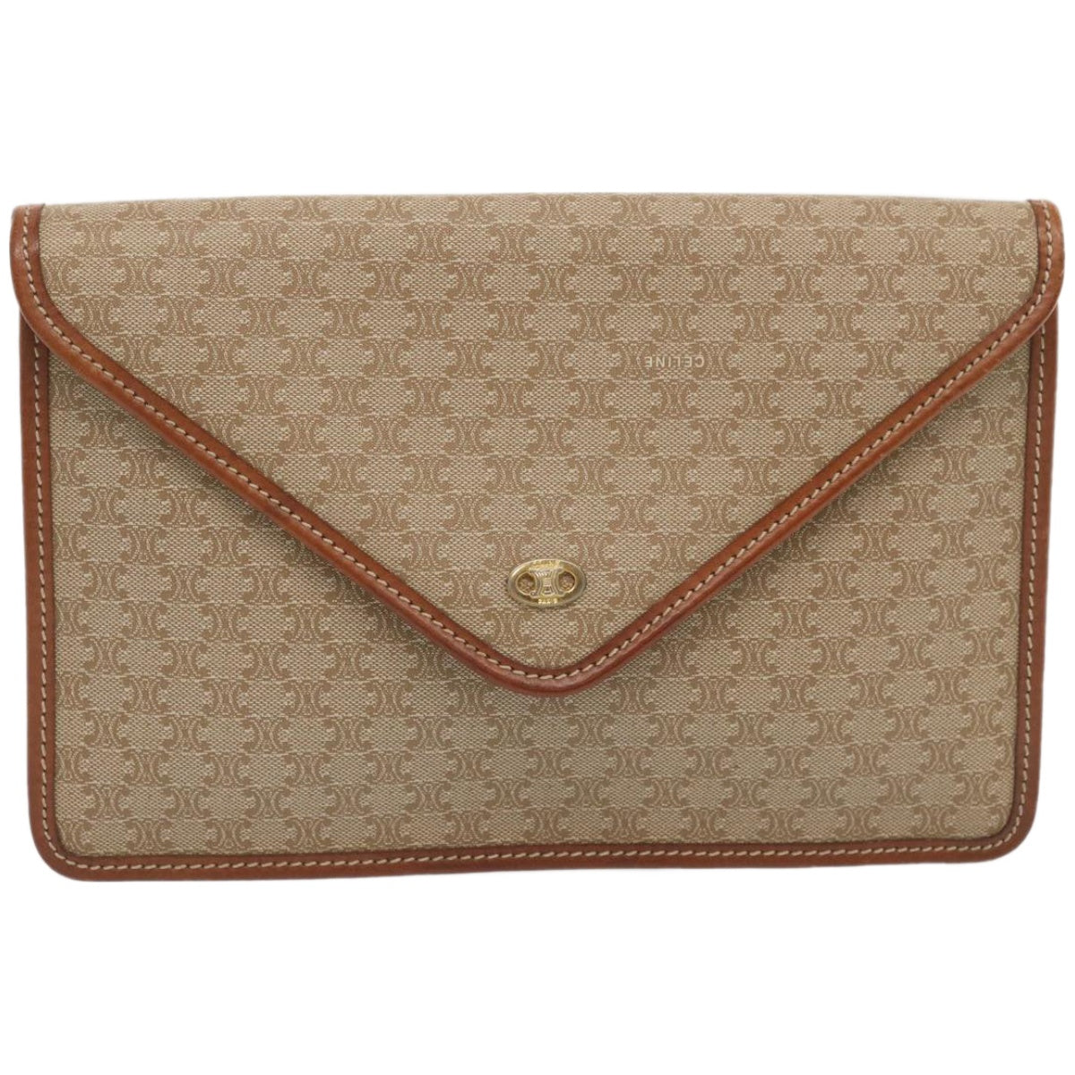 Luxury CELINE Macadam Canvas Clutch Bag Beige  67439