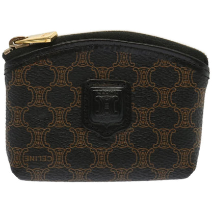 Luxury CELINE Macadam Canvas Coin Purse PVC Leather Black  67451