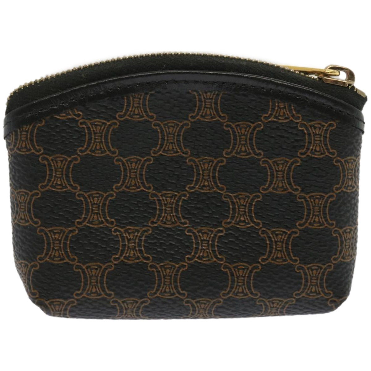 Luxury CELINE Macadam Canvas Coin Purse PVC Leather Black  67451