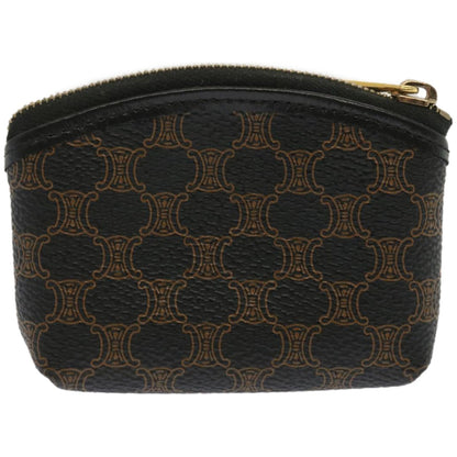 Luxury CELINE Macadam Canvas Coin Purse PVC Leather Black  67451