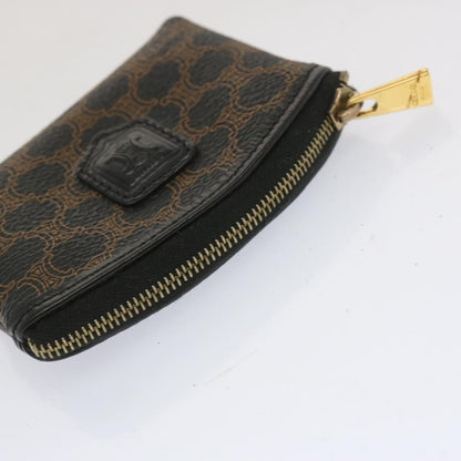 Luxury CELINE Macadam Canvas Coin Purse PVC Leather Black  67451