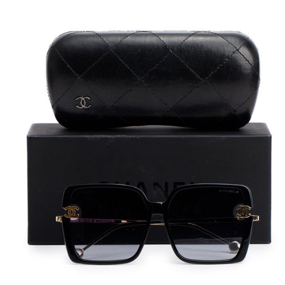 Chanel CH1059 Black Acetate Interlocking CC Logo Square Sunglasses