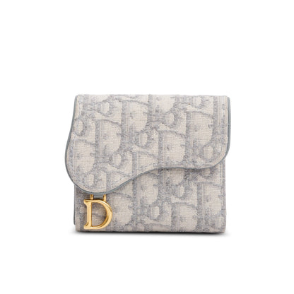 Christian Dior 2023 Grey Oblique Saddle Bloom Card Holder