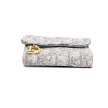 Christian Dior 2023 Grey Oblique Saddle Bloom Card Holder