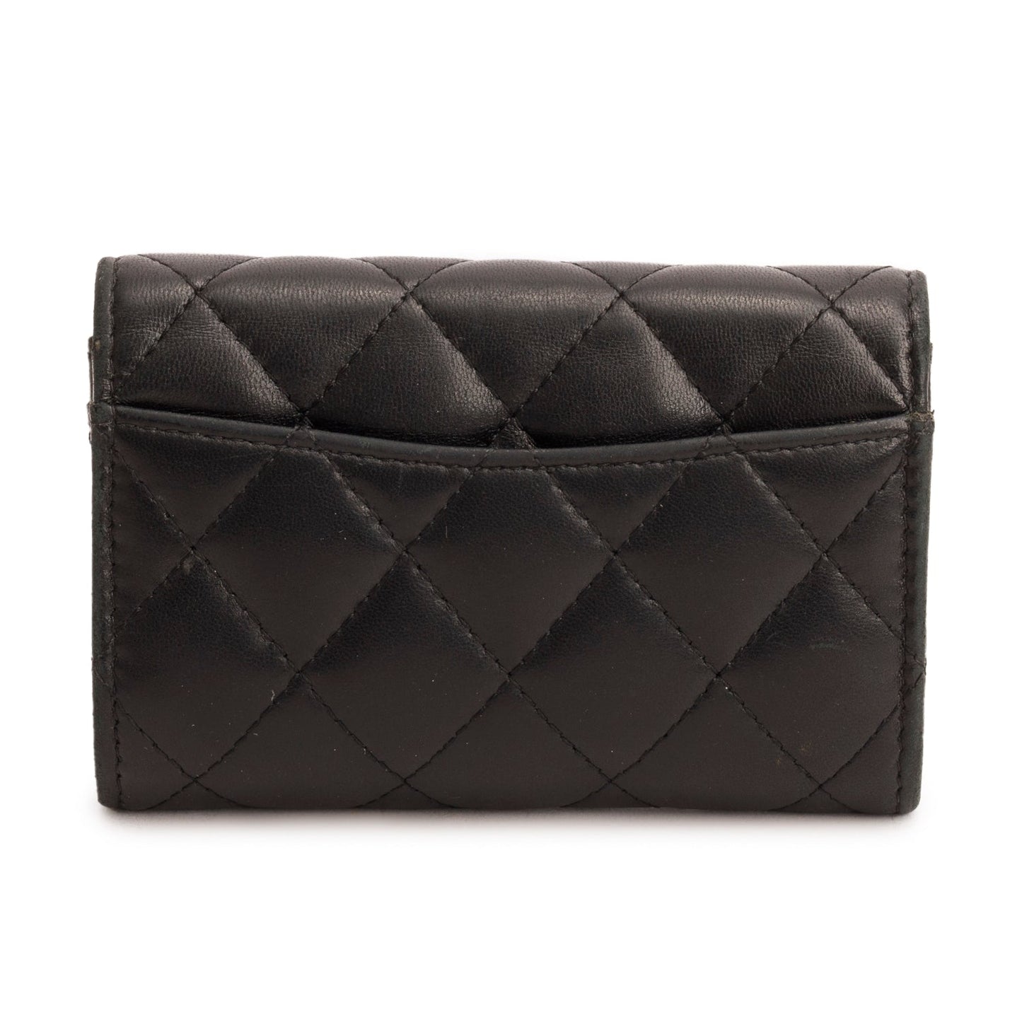 Chanel Black Lambskin Quilted Flap Card Holder