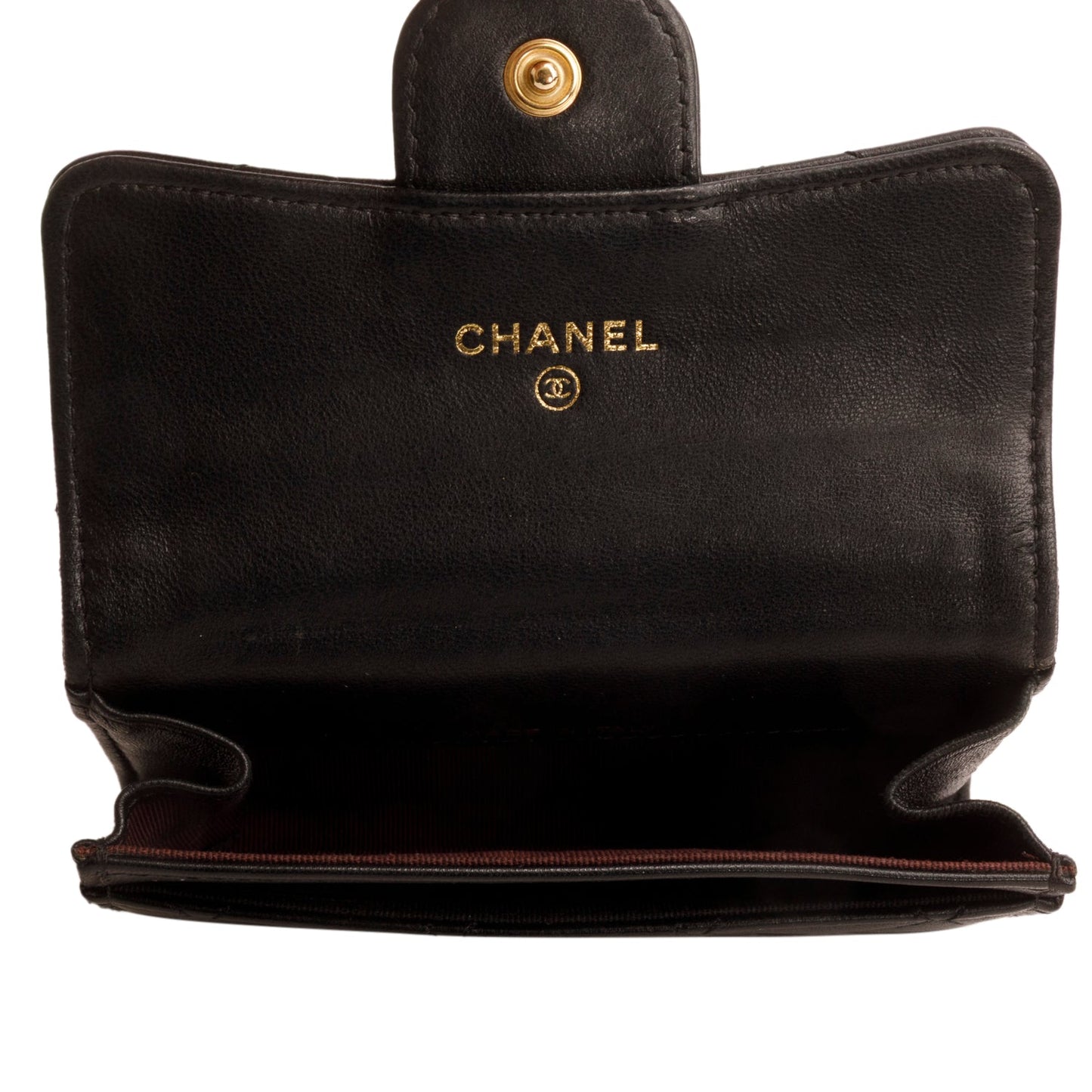 Chanel Black Lambskin Quilted Flap Card Holder