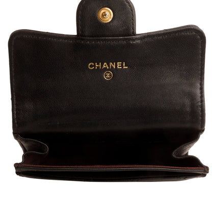 Chanel Black Lambskin Quilted Flap Card Holder