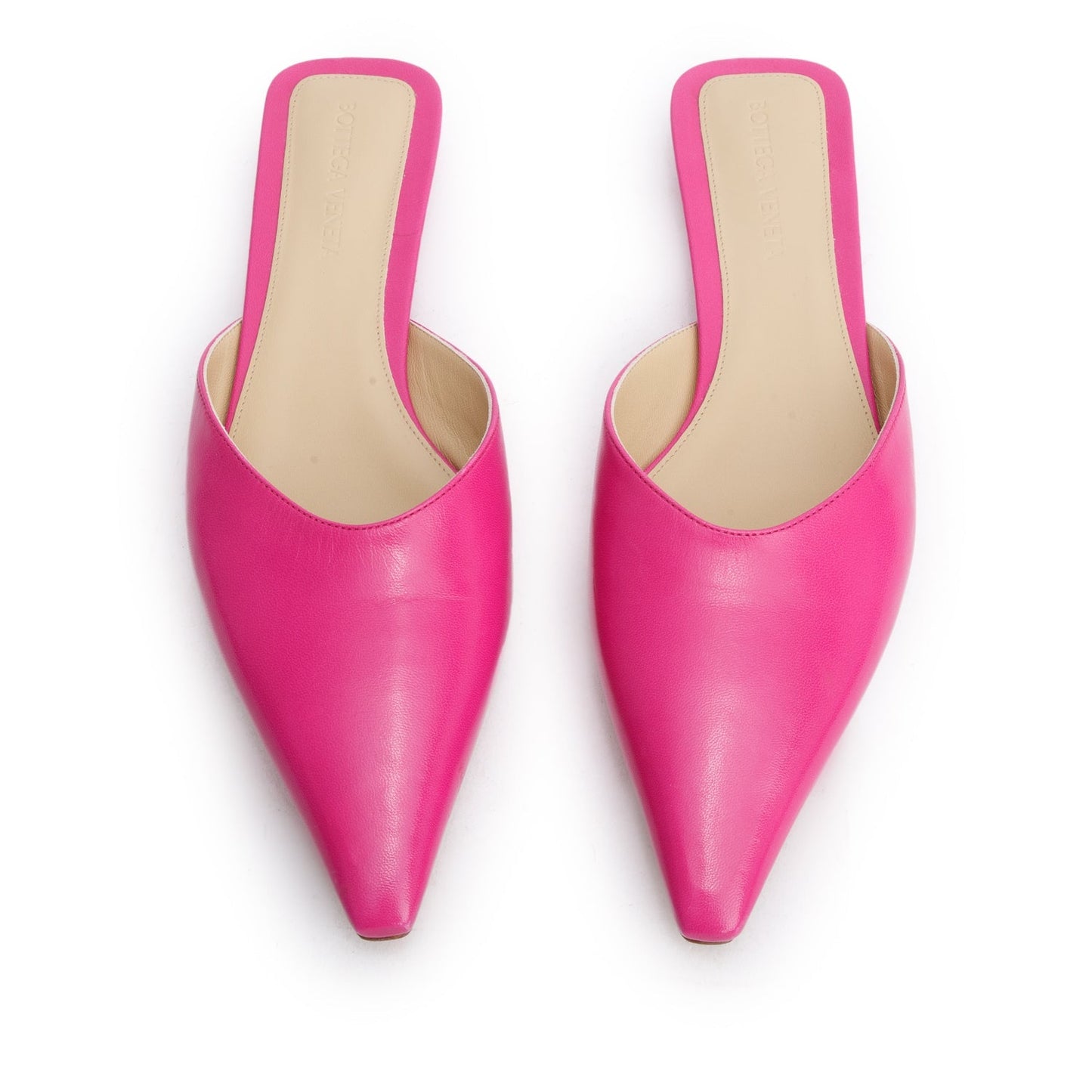 Bottega Veneta Pink Leather Point Slipper Mules, Size 36.5