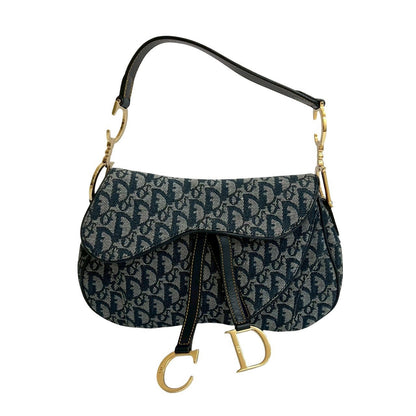 Dior Shoulder Bag leather Navy Saddle bag
