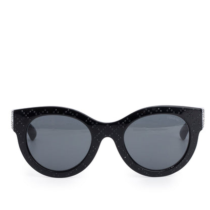 Chanel 5420-B Black Acetate Crystal CC Sunglasses