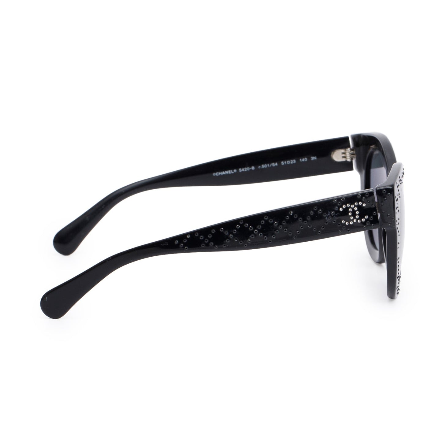Chanel 5420-B Black Acetate Crystal CC Sunglasses