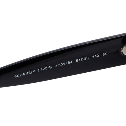 Chanel 5420-B Black Acetate Crystal CC Sunglasses