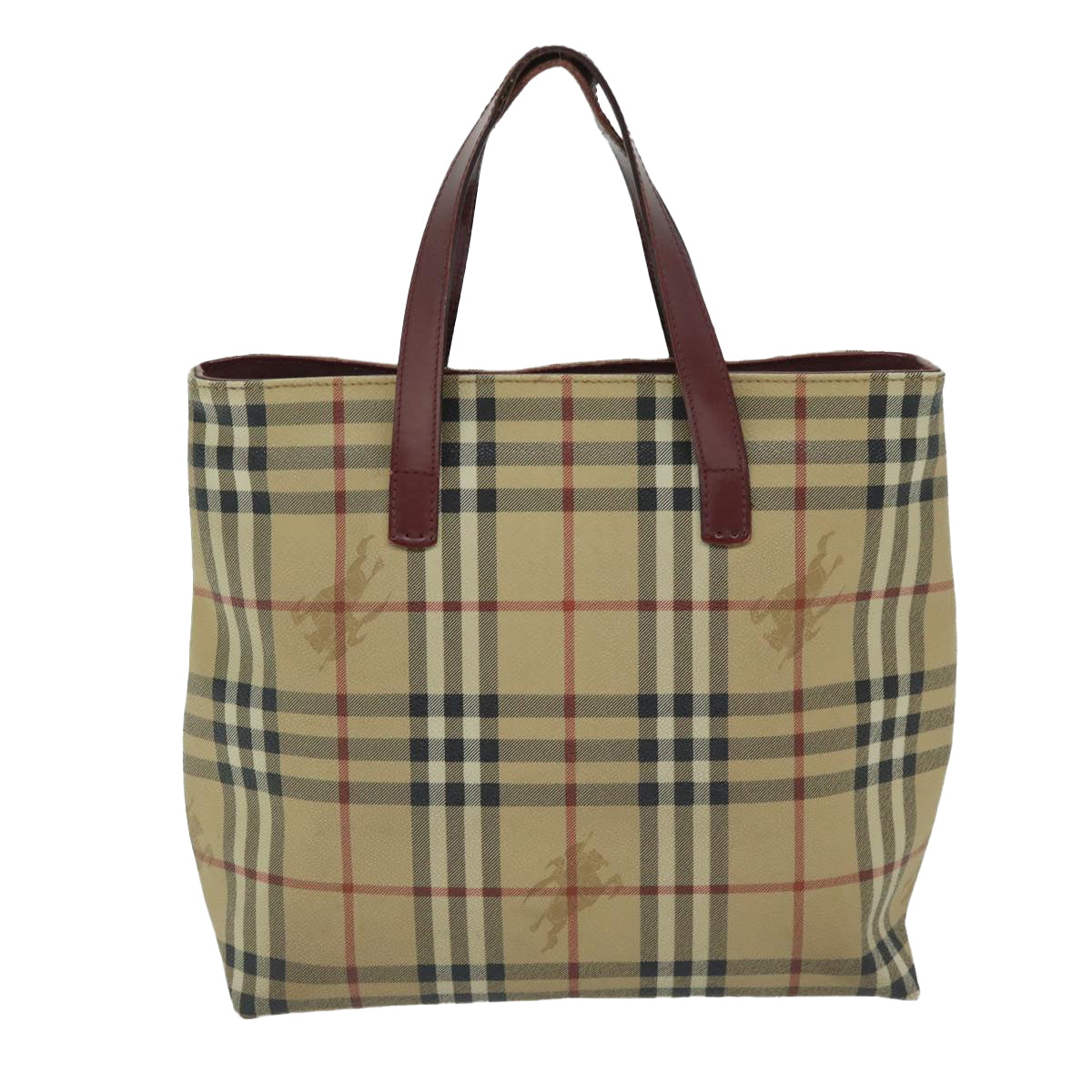 Luxury Burberry Nova Check Tote Bag PVC Beige Auth 67654