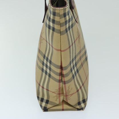 Luxury Burberry Nova Check Tote Bag PVC Beige Auth 67654