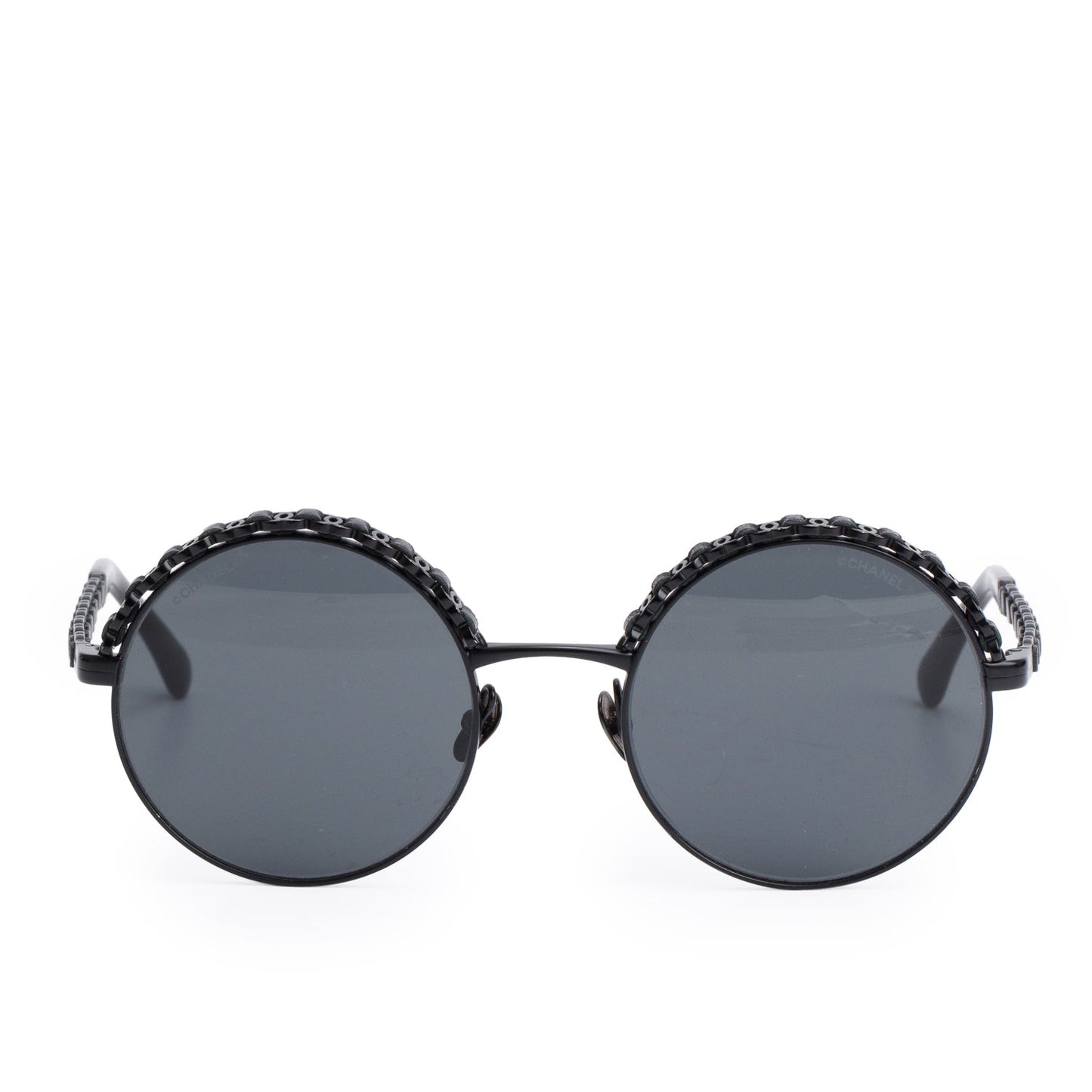 Chanel 4265Q Black Metal Calfskin Round Sunglasses