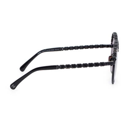 Chanel 4265Q Black Metal Calfskin Round Sunglasses