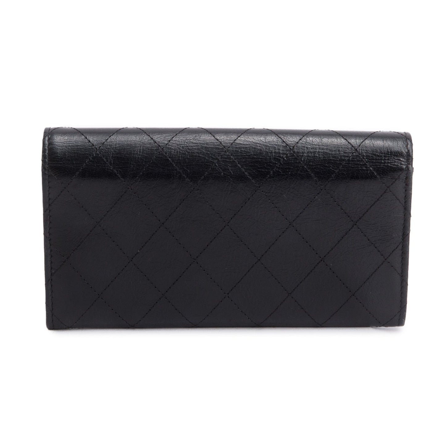 Chanel Black Goatskin Quilted Golden Class Long Wallet