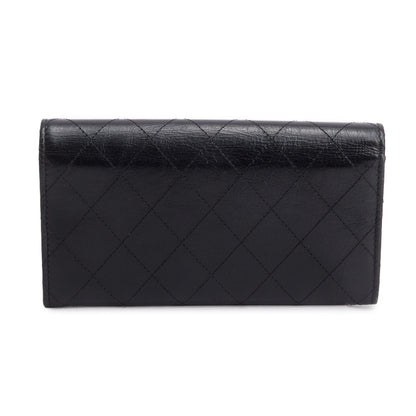 Chanel Black Goatskin Quilted Golden Class Long Wallet