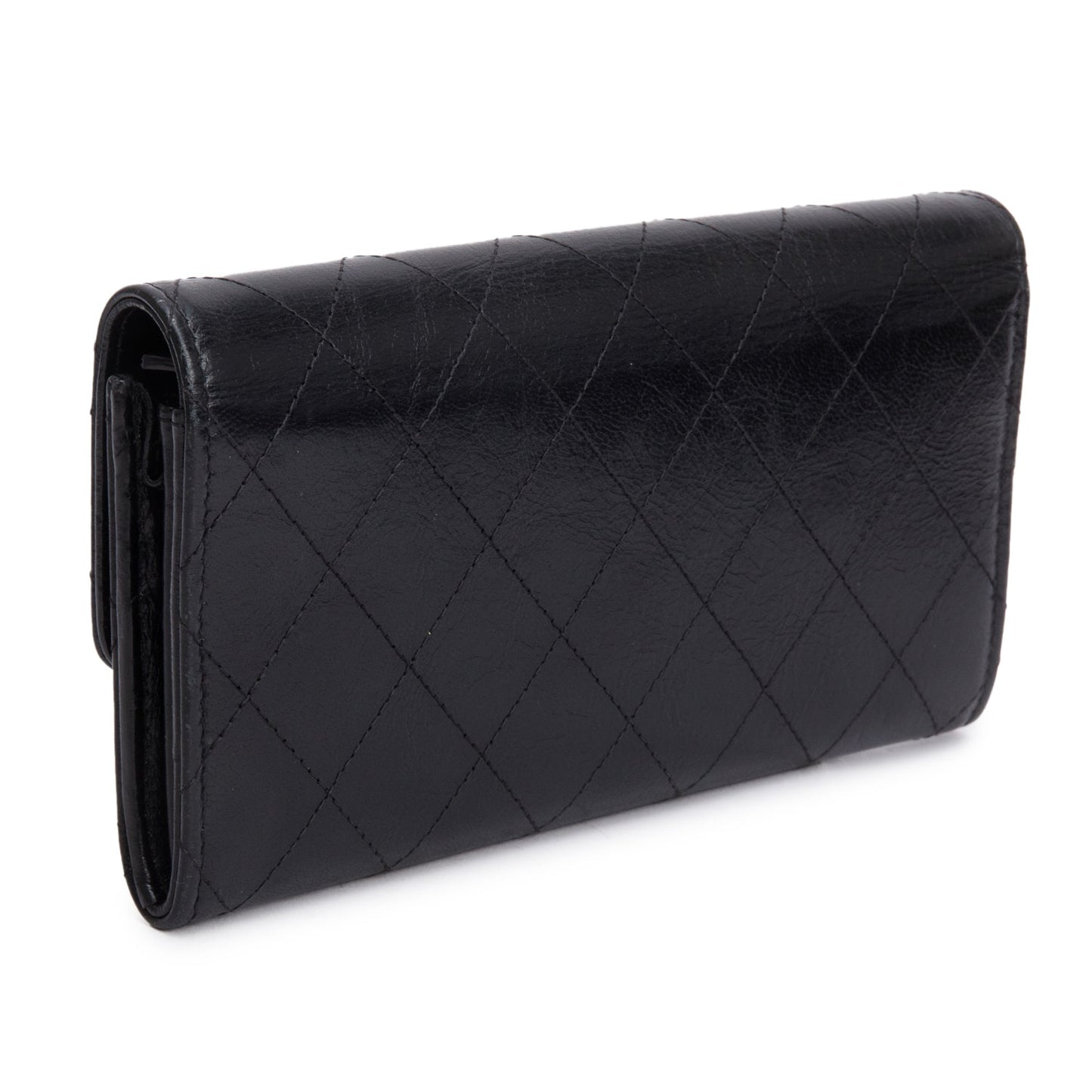 Chanel Black Goatskin Quilted Golden Class Long Wallet