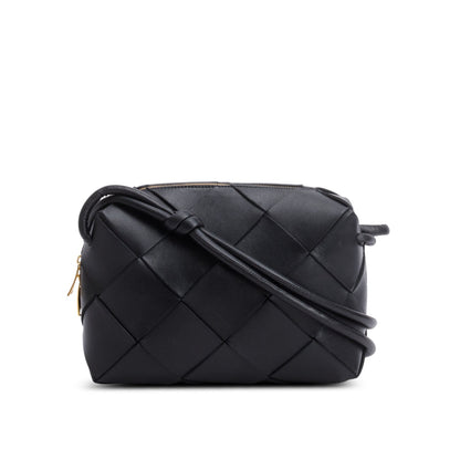 Bottega Veneta Black Lambskin Maxi Intrecciato Small Cassette Camera Bag