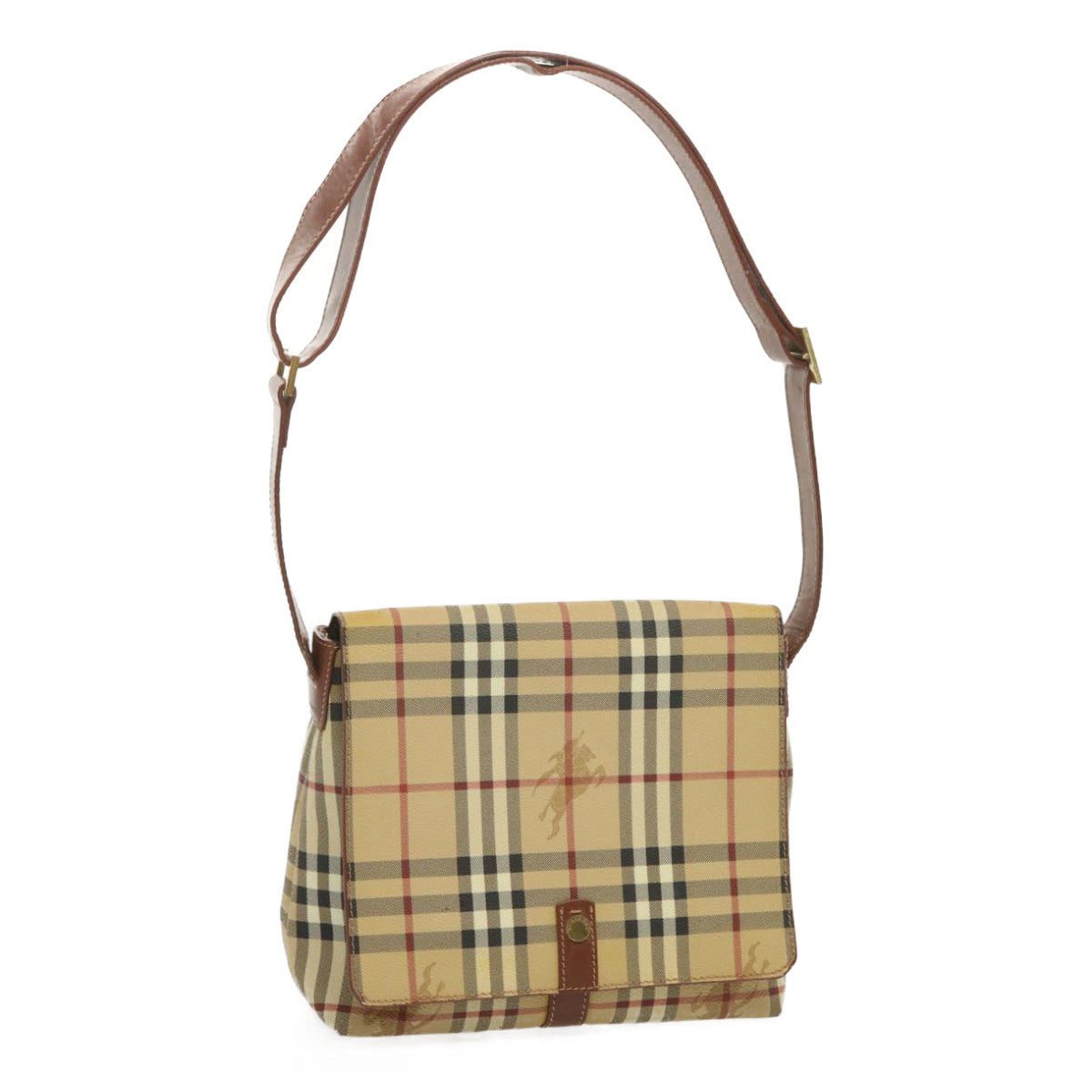 Luxury Burberry Nova Check Shoulder Bag PVC Beige Auth 67744