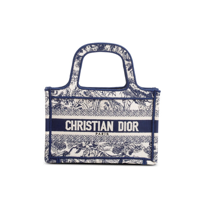 Christian Dior 2020 Blue Canvas Embroidered Mini Dioriviera Toile De Jouy Book Tote