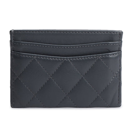 Chanel Grey Lambskin Leather Classic Card Holder