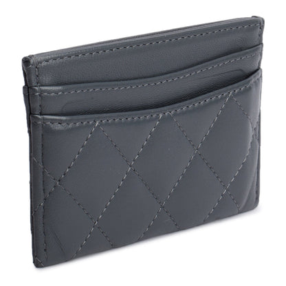 Chanel Grey Lambskin Leather Classic Card Holder