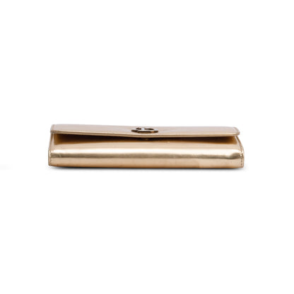 Christian Dior Gold Patent Leather Timeless Rendezvous Wallet on Chain