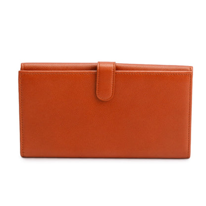 Chanel Orange Caviar Long Flap Wallet