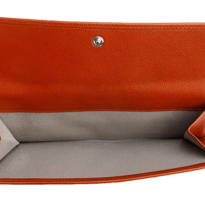 Chanel Orange Caviar Long Flap Wallet