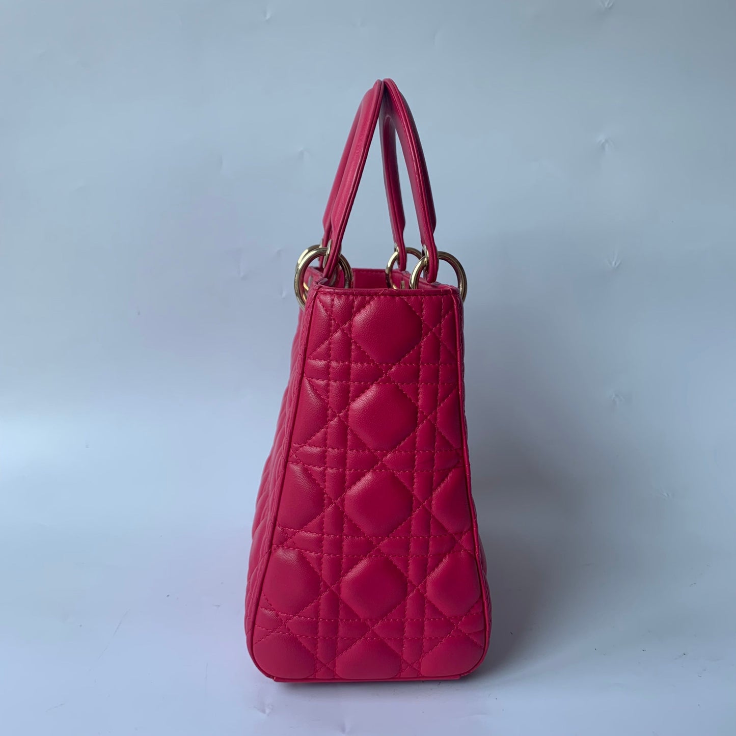 Lady Dior Medium Bag Fuchsia Cannage Lambskin Leather Gold-tone Hardware