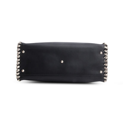 Fendi Black Nappa Leather Python Lace Up Large Peekaboo