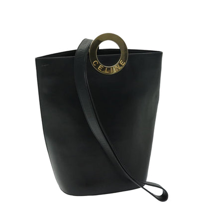 Luxury CELINE Shoulder Bag Leather Black  67807