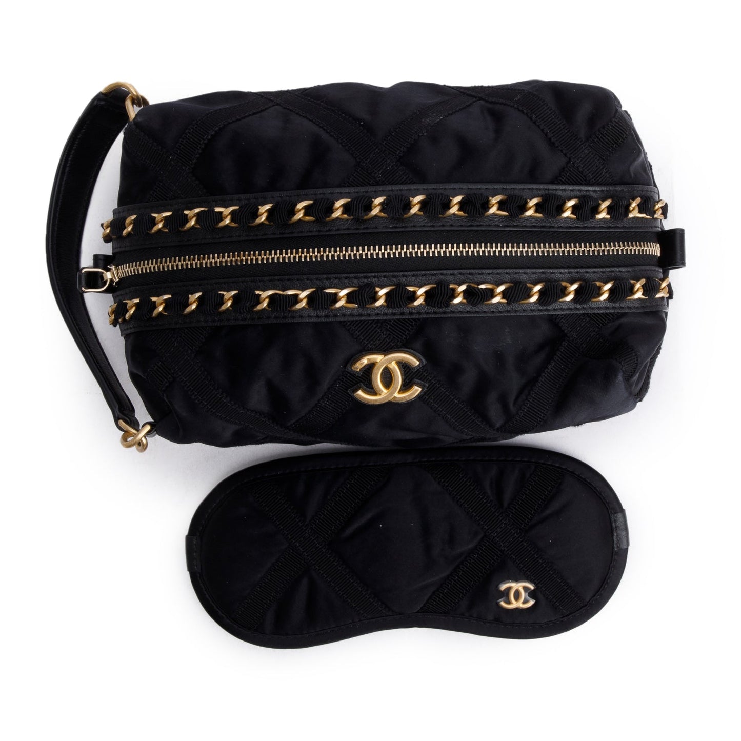 Chanel 2021 Black Nylon Grosgrain Lifestyle Pouch