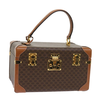 Luxury CELINE Macadam Canvas Vany Case Hand Bag PVC Brown  67848A