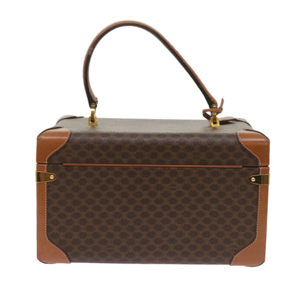 Luxury CELINE Macadam Canvas Vany Case Hand Bag PVC Brown  67848A