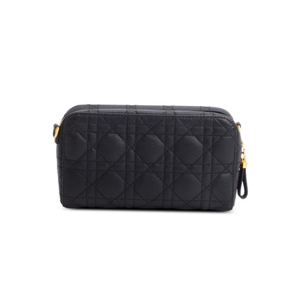 Christian Dior 2021 Black Supple Calfskin Caro Double Pouch