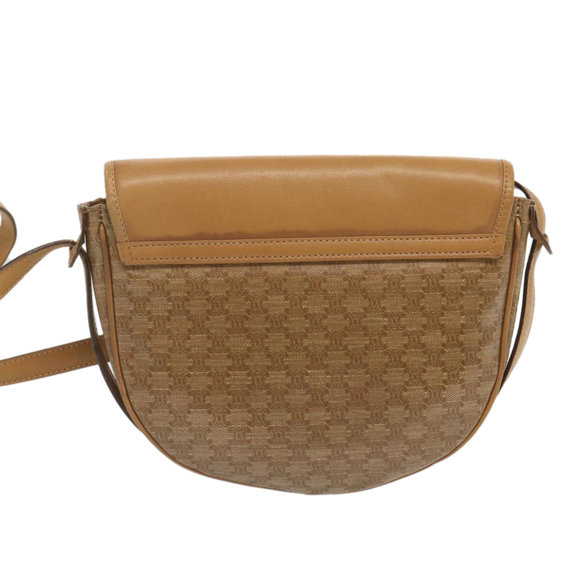 Luxury CELINE Macadam Canvas Shoulder Bag Beige  67872