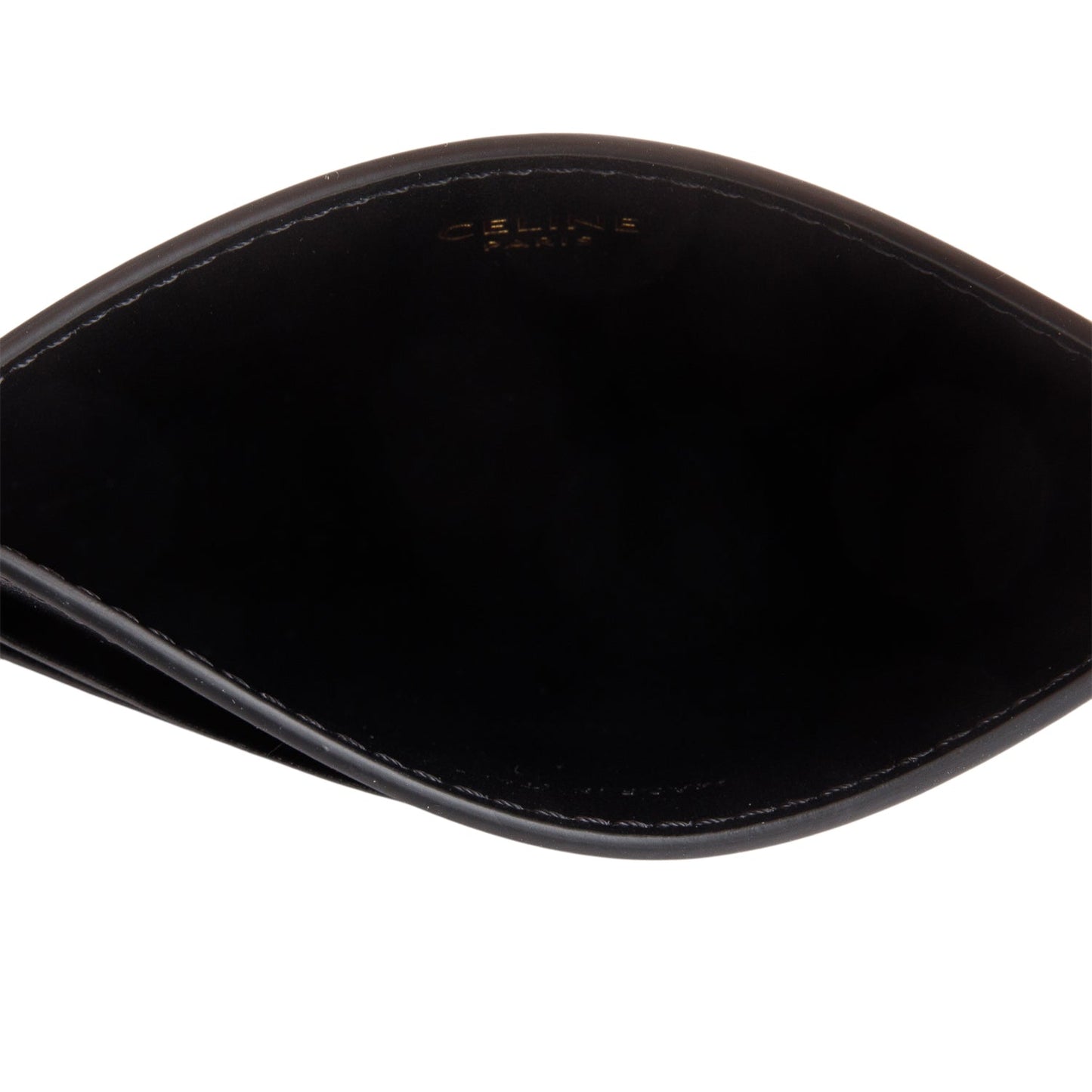 Celine 2024 Black Leather Triomphe Logo Card Holder