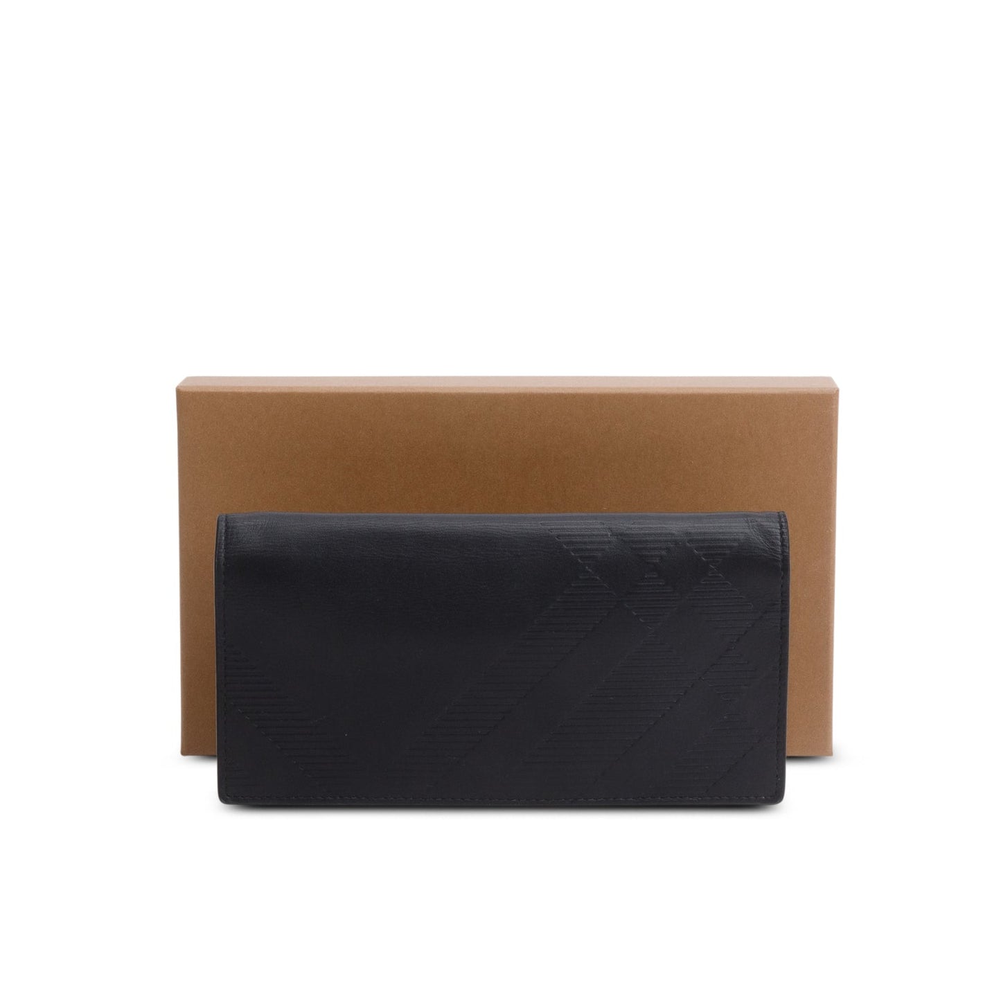 Burberry Black Embossed Leather Cavendish Check Continental Wallet