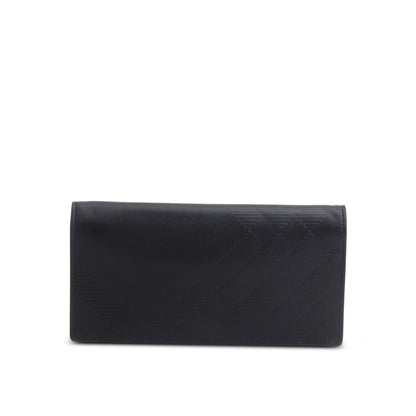 Burberry Black Embossed Leather Cavendish Check Continental Wallet
