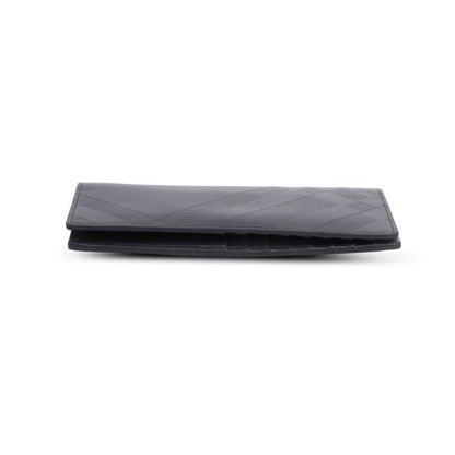 Burberry Black Embossed Leather Cavendish Check Continental Wallet