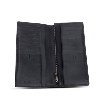 Burberry Black Embossed Leather Cavendish Check Continental Wallet